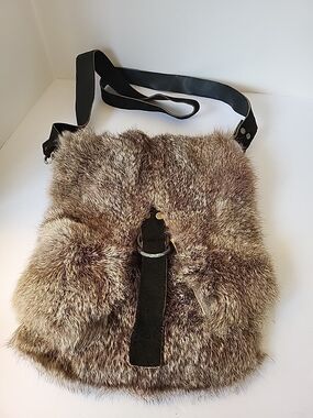 Vintage Handmade Natural Rabbit Fur Crossbody/Shoulder Bag